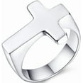 thumbnail image 5 of Stainless Steel Christian Sideways Cross Signet Style Ring, 5 of 8