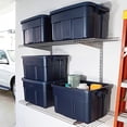 thumbnail image 4 of Rubbermaid Roughneck Tote 14 Gal, 6 Pack, Made in USA, Dark Indigo Metallic, Rugged Plastic Stackable Storage Bins with Lids and Handles, 4 of 5