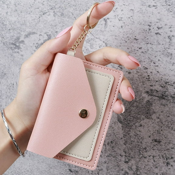 Niceauty Keychain Wallet Card Organizer Wallet Pink 1Set for Daily Use