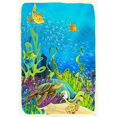 Image of ABPHOTO Polyester 5x7ft Undersea Background Photography Catoon Fish Castle Funny Backdrop Baby Photo Backdrop