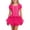 E051-Hot Pink, variant on Girls Summer Solid Round Neck Short Sleeve Bowknot Ballet Dress, Fashion Fitted Dance Leotard, Casual Soft Short Skirt for 3-13 Years Old Children