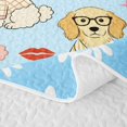 thumbnail image 5 of Manfei Cute Dog Lover Bed Spread Queen, Cartoon Daisy Queen Coverlet Set, Light Blue, 3pcs, 1 Quilt and 2 Pillowcases, 5 of 7