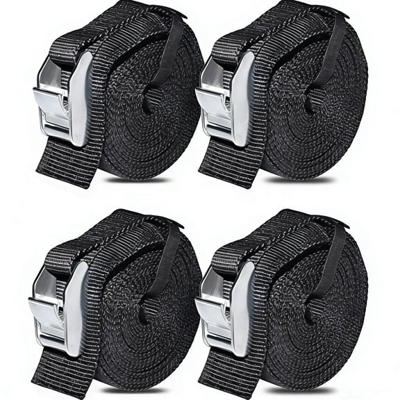 4 Pack 13 Feet Premium 'No Scratch' Tie Down Straps for Surfboards, Heavy Duty Cam Buckle Lashing Straps for Paddle Boards, Kayaks and Canoes