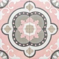 The Tile Life Art Deco Pink 8" x 8" Porcelain Floor and Wall Tile, 25 Piece (10.76 Sq. ft.)