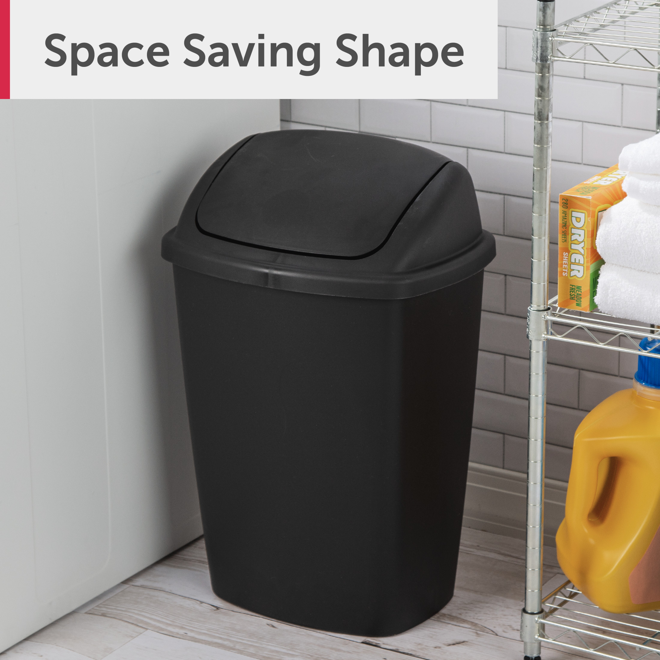 Sterilite Kitchen Trash Can, 7.5 Gallon, Swing Top Lid, Black photo 3