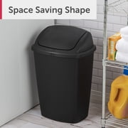 Sterilite Kitchen Trash Can, 7.5 Gallon Plastic Garbage Bin with Swing Top Lid, Black