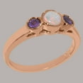 thumbnail image 3 of LBG British Made 9k Rose Gold Natural Opal & Amethyst Womens Promise Ring - 33 size options - Size 10.75, 3 of 7
