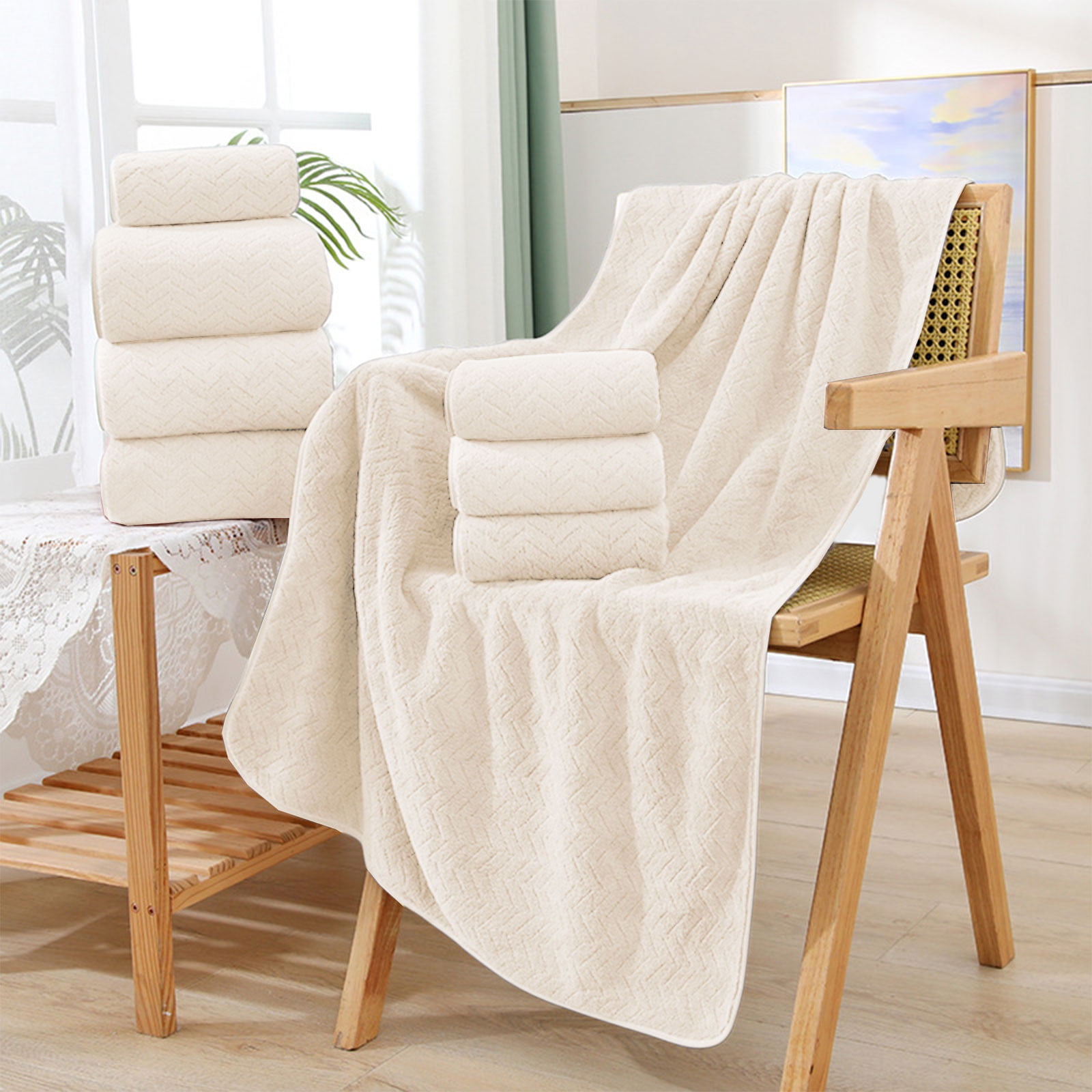 TACILIP 8 Pieces Of Velvet Square Towel Towel Bath Towel Plain Household Bath Wash Face Wipe Dry Absorbent Soft Household Set Towel Set, Gifts for Women
