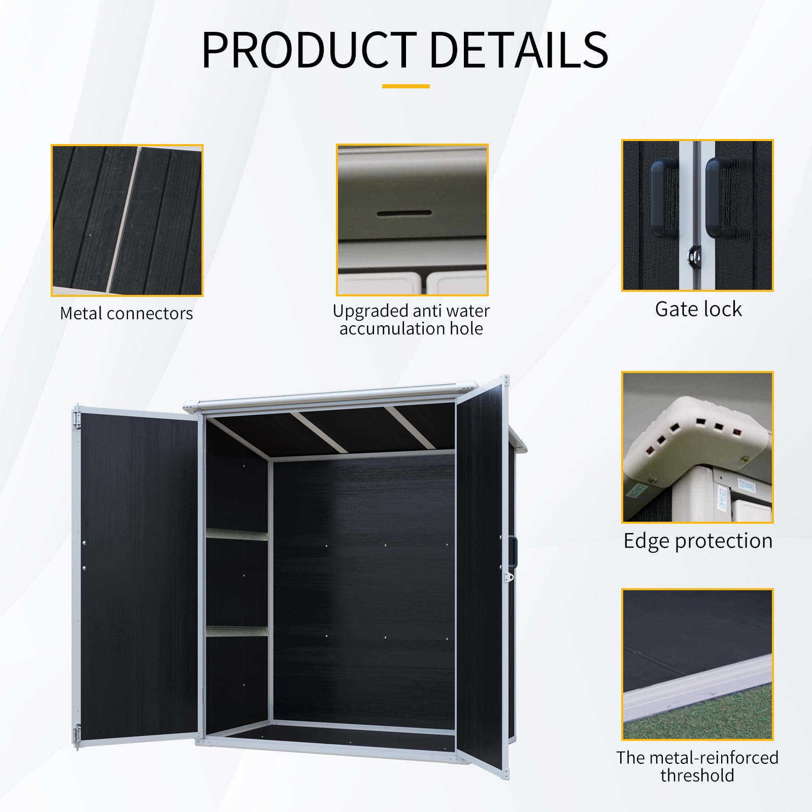 Outdoor Storage Sheds, 5x3FT Resin Shed with Floor Window, Plastic Bike Tool Shed Quick Assembly, All-weather Sloped Top, UV Resistant & Waterproof Design