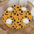 thumbnail image 1 of wonima02 Round Fitted Tablecloth Halloween Pattern Texture Background Elastic Edged Waterproof Wipeable Table Cover for Kitchen Dining Holiday Party, Fit for Diameter 42.2"-46.1" Round Table, Style197, 1 of 1