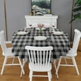 thumbnail image 2 of Gray Black Checkerboard Checkered Pattern Round Tablecloth 60"x60",Wrinkle Wipeable Table Cloth for Kitchen Dining Room Picnic Patio Party, 2 of 6