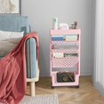 thumbnail image 5 of 5 Tier Rolling Utility Cart Multi-Functional Movable Storage Book Shelves with Lockable Casters for Study Office Kitchen Classroom, Pink, 5 of 16