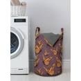 thumbnail image 3 of Butterfly Laundry Bag, Continuous Dark Orange Tone Insects with Dotted Detailed Wings, Hamper Basket with Handles Drawstring Closure for Laundromats, 13" x 19", Pale Eggplant Multicolor, by Ambesonne, 3 of 4