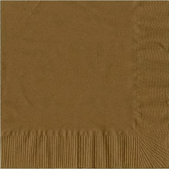 200 -  (4 Pks of 50) 2 Ply Plain Solid Colors Luncheon Dinner Napkins Paper - Gold
