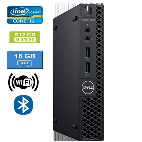 Refurbished: DELL 3060 MICRO Intel Core i5-8500T 2.10 GHz, 16GB, M.2/512GB SSD, Win 10 Pro