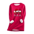 thumbnail image 1 of MIASHUI Chandail en Molleton de Base pour Femmes, Manches Longues, Col Rond, Poche, Épais en Polaire, sous-Vêtement Thermique, Rouge, TTTG, 1 of 5