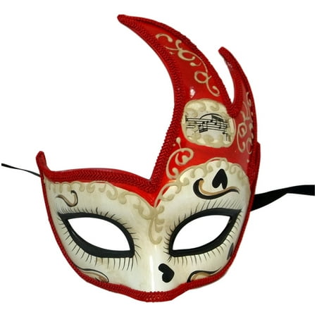 Ivory Red Anime Cat Face Masquerade Mardi Gras Flame Mask