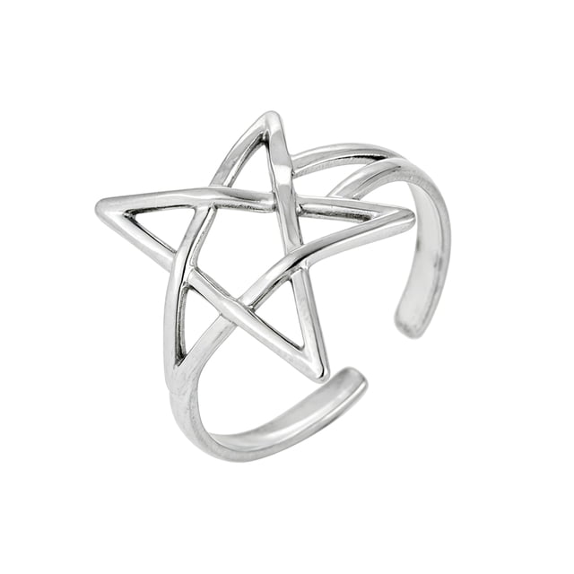 Thumb Ring Hollow Star Shape Adjustable Opening Design Finger Ring Titanium Steel Finger Band Versatile Jewelry Gift