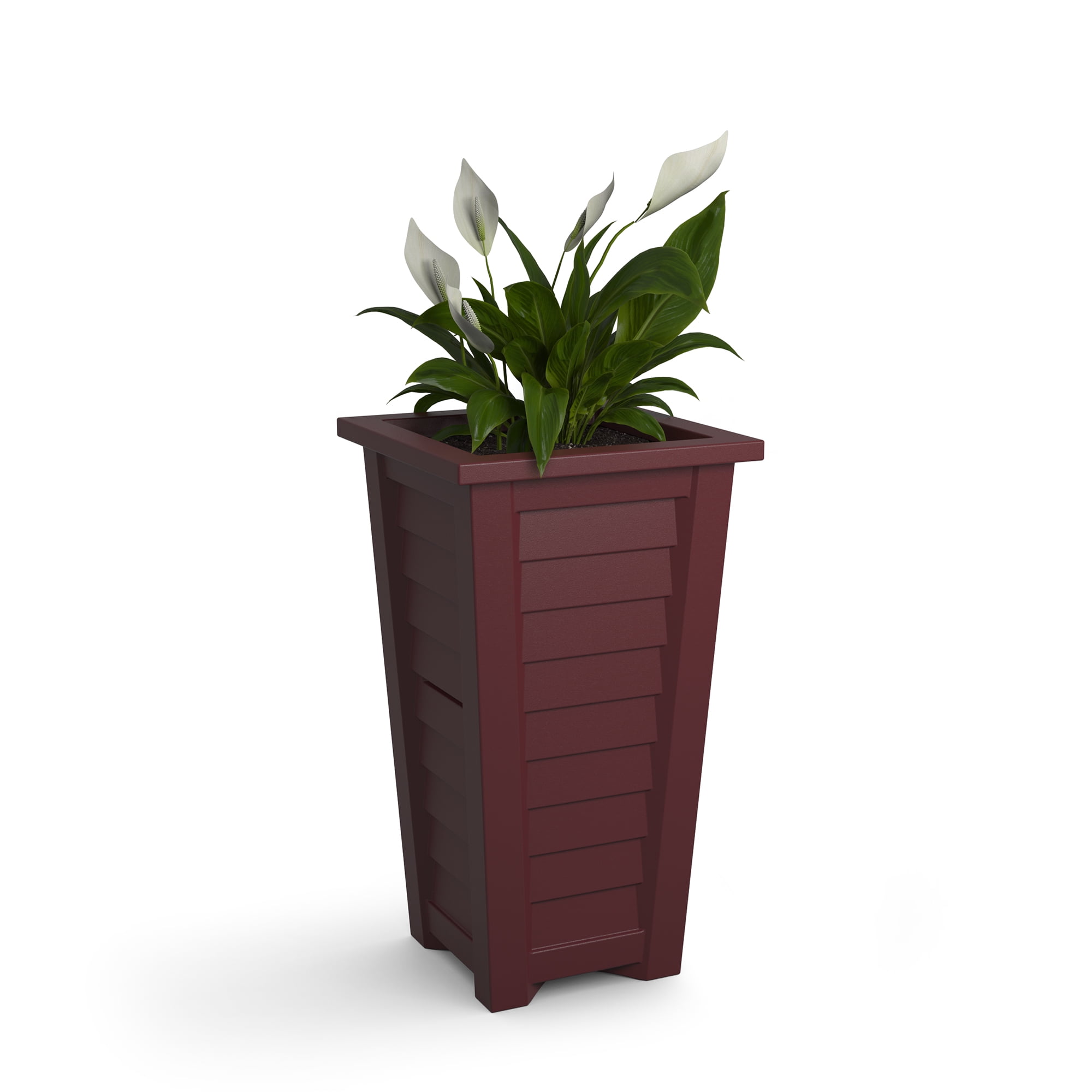 Mayne Lakeland 16" x 16" x 28" Tall Square Cranberry Red Self Watering Plastic Planter