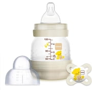 MAM Easy Start Anti Colic Bottle 4.5oz & Pacifier Set - Self-Sterilising - Newborn - 2 Piece Set - Ivory White - 0-2 months