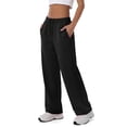 thumbnail image 3 of Sundazz Wide leg Sweatpants Women Baggy Sweat Pants Drawstring Casual Workout Pants with Pockets,Black,S, 3 of 8