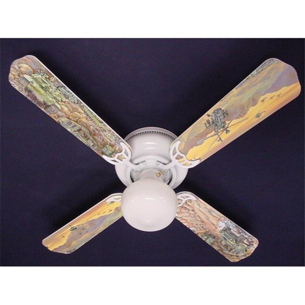 Army Tanks Military Helicopter Ceiling Fan 42 in.