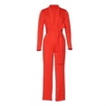 thumbnail image 3 of safuny Women's Business Work Suits Sets 2 Piece Causal Bandage with Pocketfor Women Summer Solid Color Workout Outdoors Trousers Long Sleeve Red L, 3 of 3