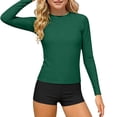 thumbnail image 3 of Odeerbi 3-14 Years Toddler Kids Teen Girls 2-Piece Long Sleeve Rash Guard Set Solid Color UPF 50+ Quick Dry Surfing Swimsuit with Boyshorts, 3 of 7