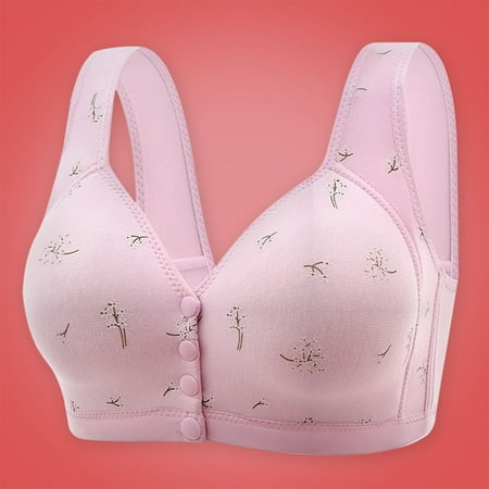 Pavied Nursing Bras Wireless Bras Front Closure Bras Front Closure Sports Bras Beauty Back Full Coverage Comfor Easy Close Bra Front Buckle Corset Seamless Bras Daisy Bras for Older Women Pink 5XL