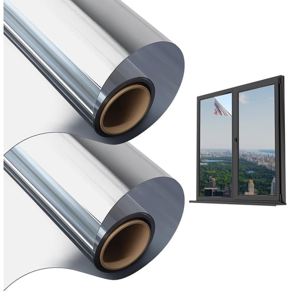 One Way Privacy Window Film See Out Not in Mirror Film, 2026 New Window Tint for Home Heat Blocking Anti UV Glass Door Mirror Reflective Window Film, Silver