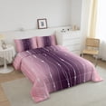 thumbnail image 2 of Pink and Purple Bedding Set Queen for Women Watercolor Gradient Comforter Set, Geometric Abstract Duvet Insert Wave Stripe Quilt Comforter, Modern Aesthetic Bedding Comforters & Sets, 2 of 5