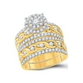 thumbnail image 2 of FB Jewels 14kt Yellow Gold His Hers Round Diamond Halo Matching Bridal Wedding Ring Band Set 2-7/8 Cttw, 2 of 3