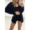 thumbnail image 1 of Spring Summer Solid Color Slim Three-Piece Set Women Long Sleeve Hooded Coat O-Neck Short Vest Drawstring High Waist Shorts Suit, 1 of 5