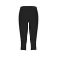 thumbnail image 4 of Olyvenn Capri Leggings for Women Plus Size High Waisted Capris Rhinestone Hem Yoga Cropped Trousers 2025 Summer Gym Pants Black XXXL, 4 of 5