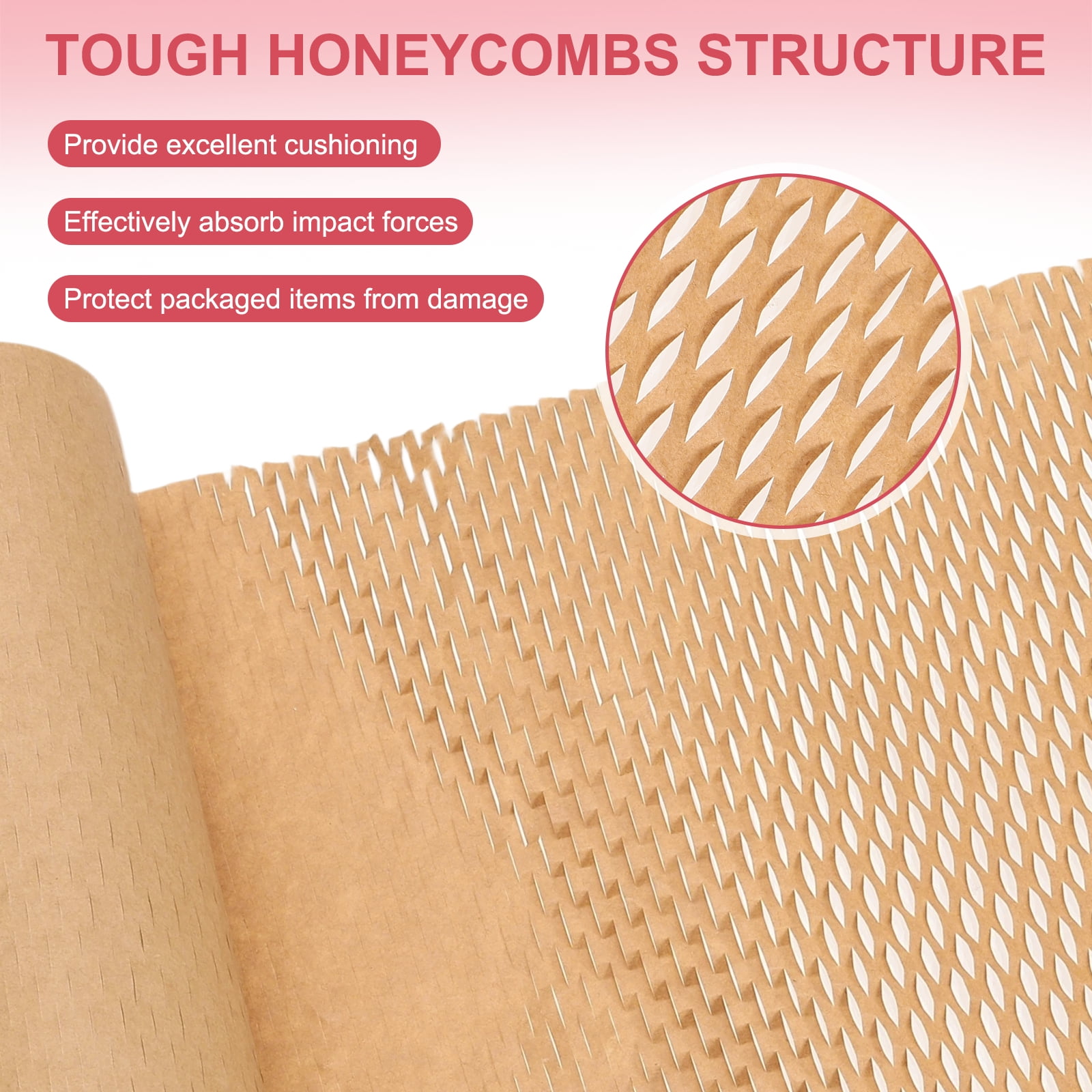 Uxcell Honeycombs Packing Paper Wrap, 12 Inch x 164 ft Wood Pulp Kraft Paper Bubble Pack Wrap Roll for Packing Shipping Moving, Cowhide