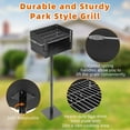 thumbnail image 4 of Park Style Convenient Grill, Heavy Duty Park Charcoal BBQ Grill with Grate and Plate, Single Post Carbon Steel Grill for Camping, Backyard, Barbecues, 4 of 7