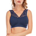 thumbnail image 2 of Sexy V Neck Lace Bras For Women, Brassiere Push Up Padded Bra Seamless Comfort Bralette, Breathable Fitness Gym Bra Large Size, Navy Blue, XL, 2 of 13