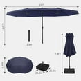 thumbnail image 6 of 15FTx9FT Large Patio Umbrellas,Patio Double-Sided Umbrella With Base and Crank,Outdoor Rectangle Market Umbrella for Patio, Lawn & Garden and Poolside, 6 of 14