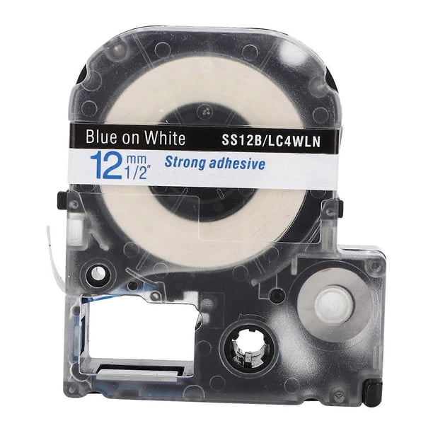 Label Tape 12mm OilProof AntiCorrosion WearResistant Transparent Durable Label Maker Tape(Blue On White )