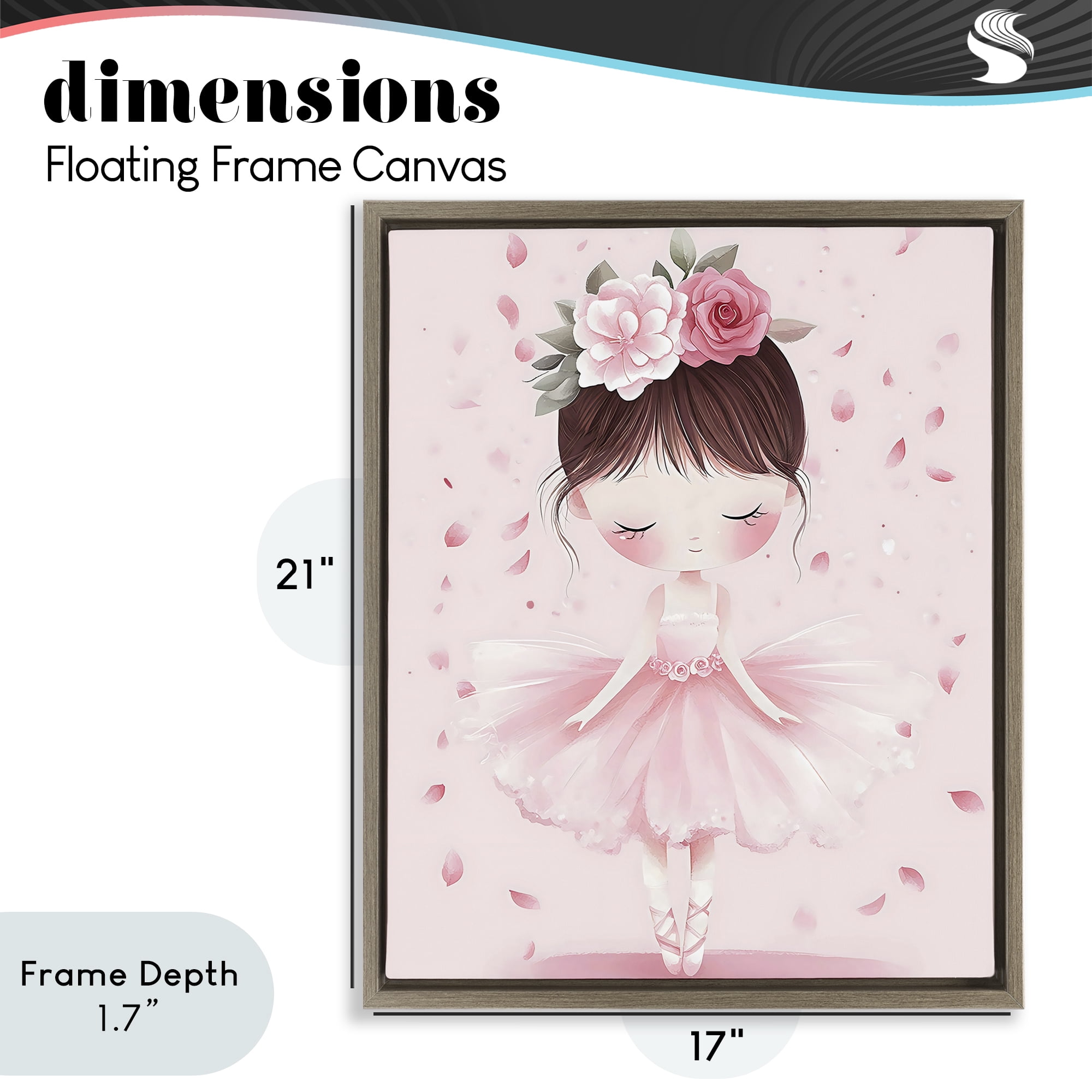 Stupell Industries Ballerina With Floral Headdress Brown Framed Floater Canvas Wall Art, design by Creative Studio