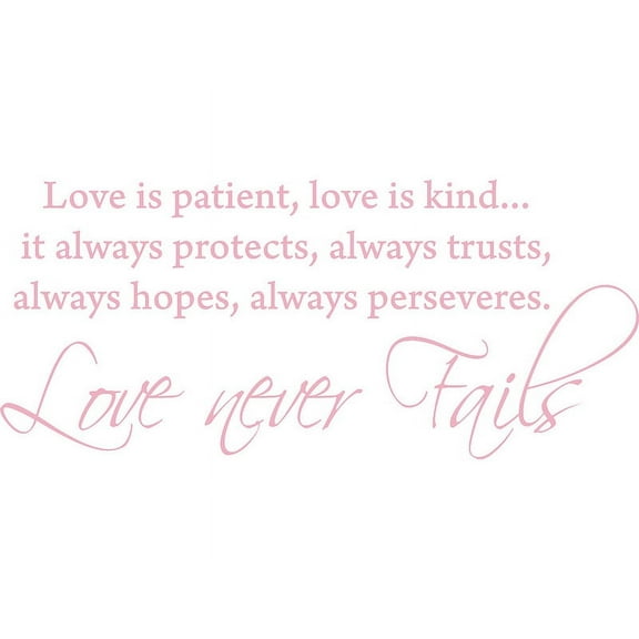Pink 22" x 9.5" Love is patient, love is kind... Vinyl wall art Inspirational quotes and saying home decor decal sticker