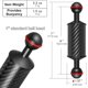 thumbnail image 2 of 2PCS Carbon Fiber Underwater Float Arm, D40mm, 10", Aquatic Arm, Buoyancy Provided 155g*2, Dual Ball Mounts for Photography and Video, Compatible with Diving Trays, Video Lights, 2 of 5