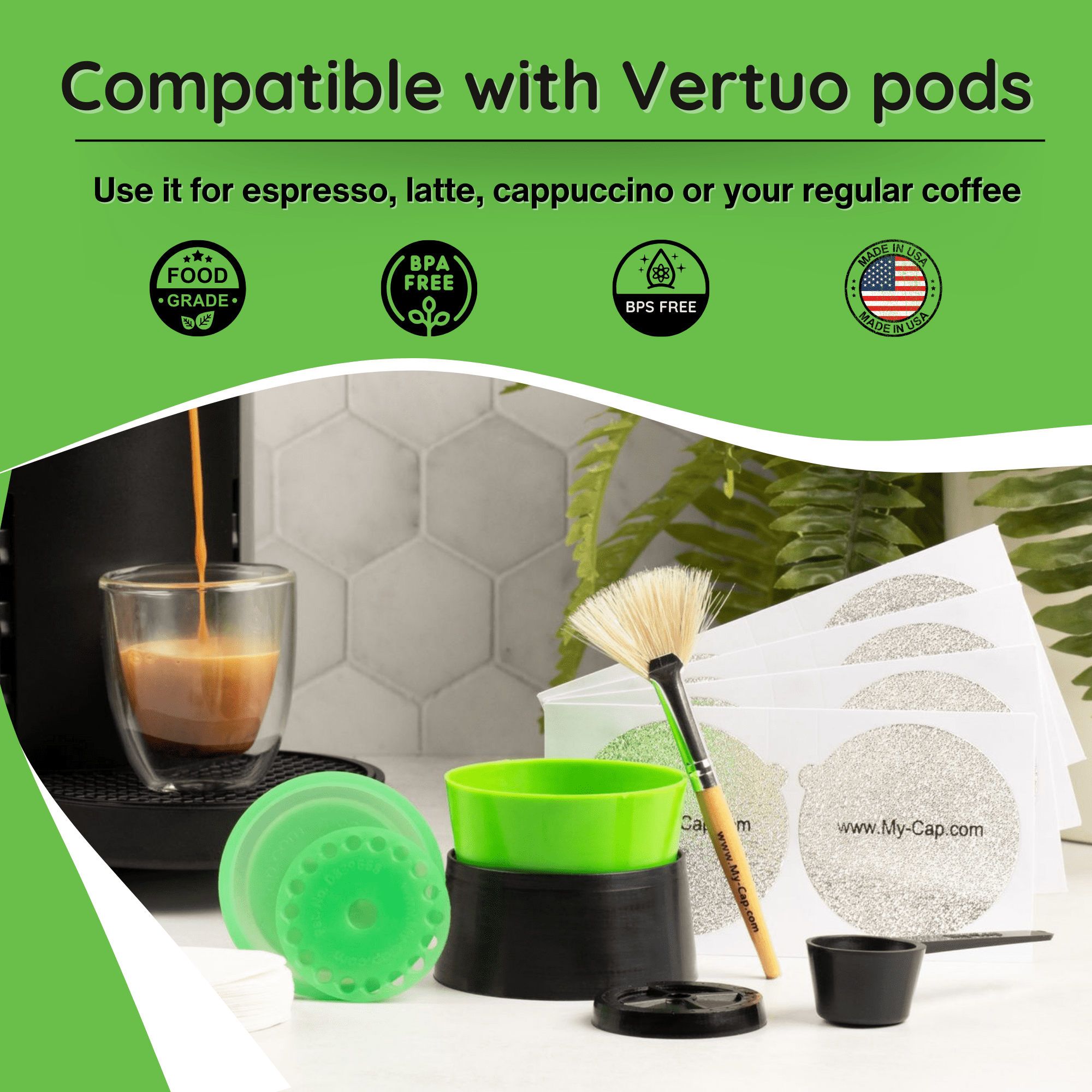 My-Cap Sampler Set for Nespresso  Vertuoline - Complete Solution to Make Your Own Capsules