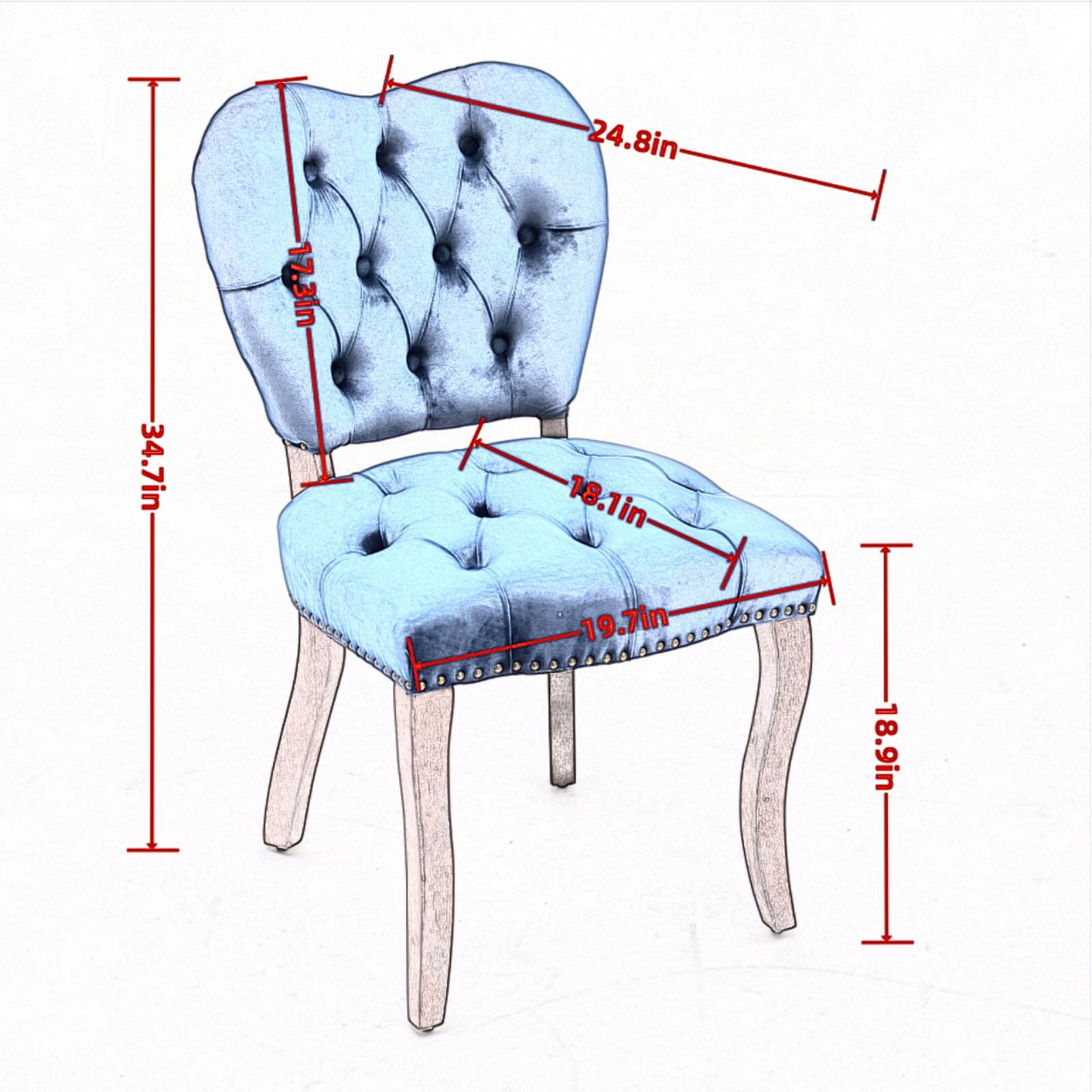 DEALTOPS French Vintage Tufted Upholstered Fabric Dining Chair,Set of 2,Beige