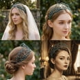 thumbnail image 6 of Miallo Boho Crystal Vine Collection Crystal Tiara Headband in Hand-Wired Branch Motif, Green, 1 ct, 6 of 7