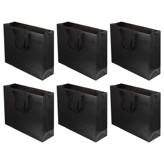 6Pcs Handheld Paper Shopping Bags Festival Gift Bags Cookies Paper Packaging Bags Black