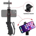 thumbnail image 3 of Ergonomic Anti-falling Cell Phone Vlogging Hand Grip Stabilizer Smartphone Holder Rig Mount Video Kit w/Safety Strap Portable Selfie Stick for iPhone Samsung (Landscape+Portrait)-Mic/Light Adapter, 3 of 5