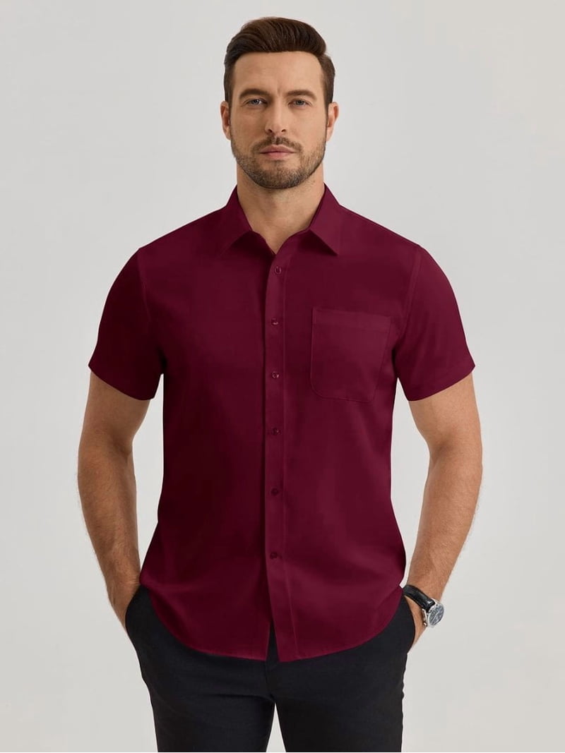 short sleeve dress shirts walmart Alimens & Gentle Short Sleeve Dress Shirts for Men Stretch Casual Button  Down Shirt
