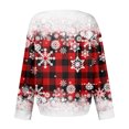 thumbnail image 5 of Women's Autumn Winter Snowflake Print Top Waffle Henry Shirt for Winter Themed Comfortable and Casual Shirts with Loose Knit,Red,S, 5 of 7