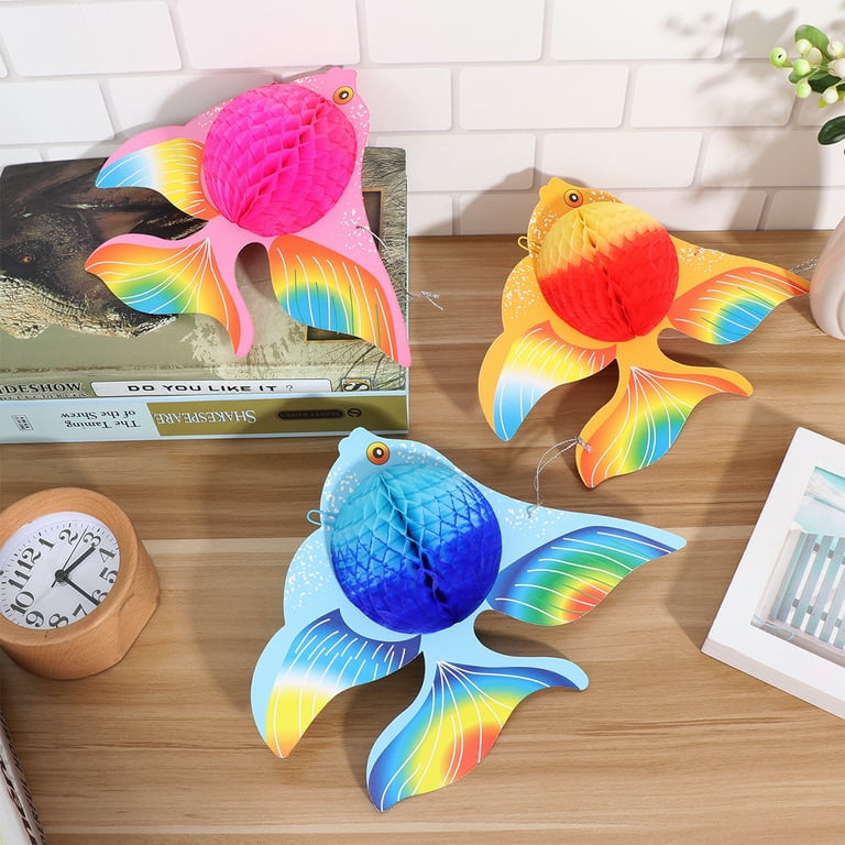 STOBOK 6pcs Colorful Tissue Paper Goldfish Foldable Tropical Fish  Decoration Hanging Ornament Party Supplies 